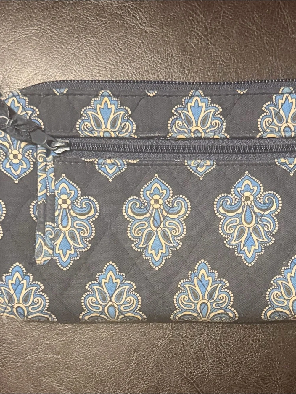 Vera Bradley VTG Blue quilted Calypso drawstring bag bundle
